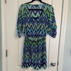 BeBop Zigzag Blue and Green Mini Dress